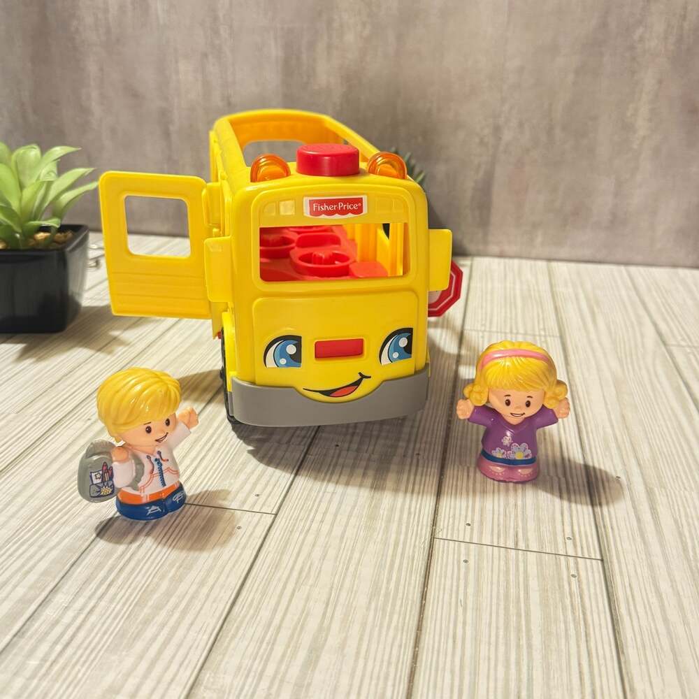 Fisher Price Little People Sit With Me School Bus DJB52 Lights Sounds 2 Figures